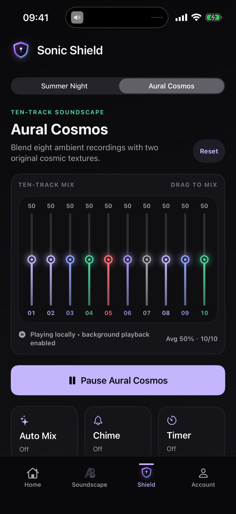 Aural Cosmos ten-track Sonic Shield mixer
